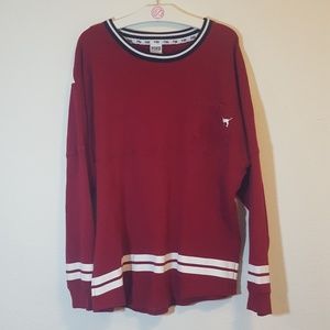 PINK Victoria's Secret Tops - VS PINK L Deep Red Logo Crewneck Sweater PINK Victoria's Secret Tops - VS PINK L Deep Red Logo Crewneck Sweater